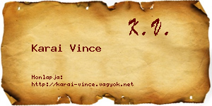 Karai Vince névjegykártya